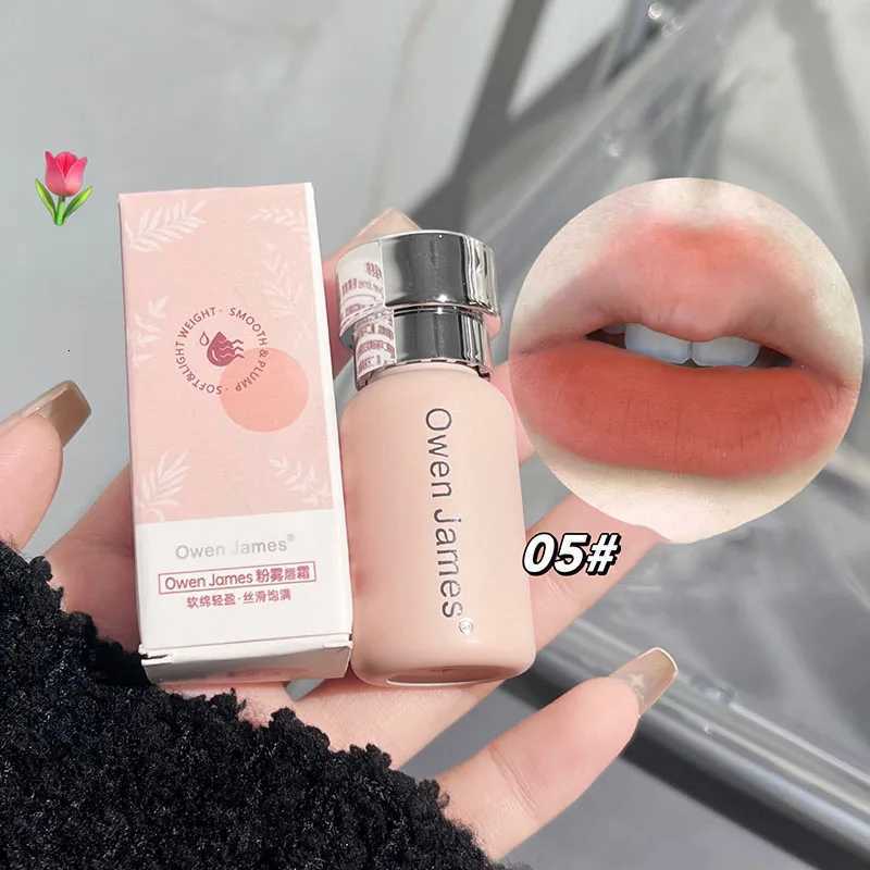 Small Bottle Pink Mist Lip Cream Mud Matte Velvet Lip Gloss Clay Long-lasting Color Non-drying Nude Peach Lip Glaze Rouge TintT251222