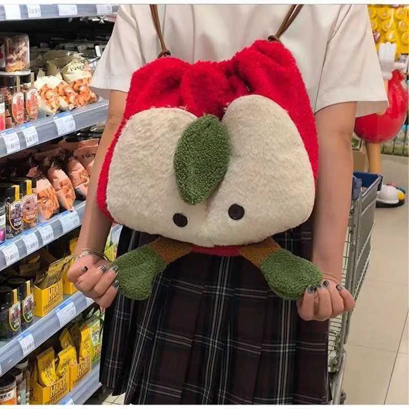 Anime Love and Deepspace Caleb Cosplay Fluffy Apple Drawstring Backpack Cartoon Shoulders Bag Large Capacity Knapsack Xmas GiftM251222