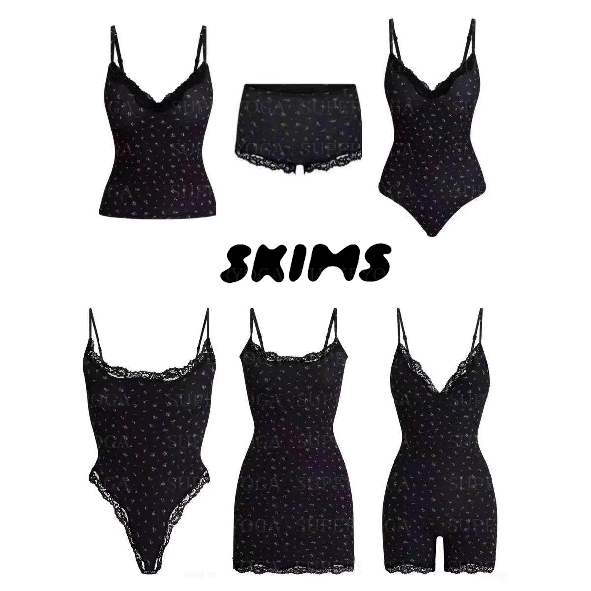 Skims Women Sleeveless Camisole Bodysuit Set Solid Polka Dot Spaghetti Strap Tank Tops Stretchy Slim Fit Casual Daily Wear Basic Undershirt Skimss set