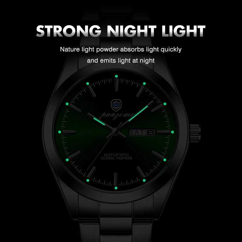 PAAZU Luxury es For Men Stainl Steel Waterproof Luminous Man Date Week Fashion Casual Mens Quartz Reloj M251222
