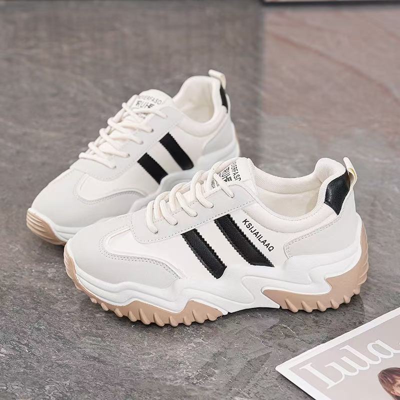 2025 Dad Shoes Autumn New Women's Shoes Thick soled Height increasing Sports Shoes Casual White Shoes Versatile Soft soled Travel Shoes