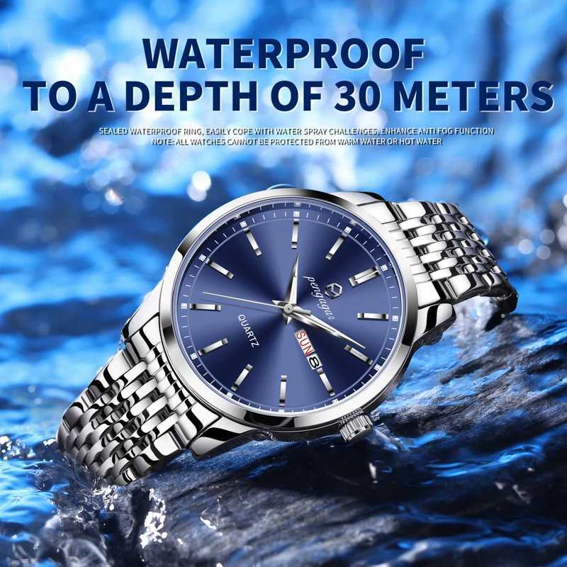 PENGAGAR Fashion Busin Man Waterproof Luminous Date Stainl Steel Men Quartz Luxury Round Mens es Reloj M251222
