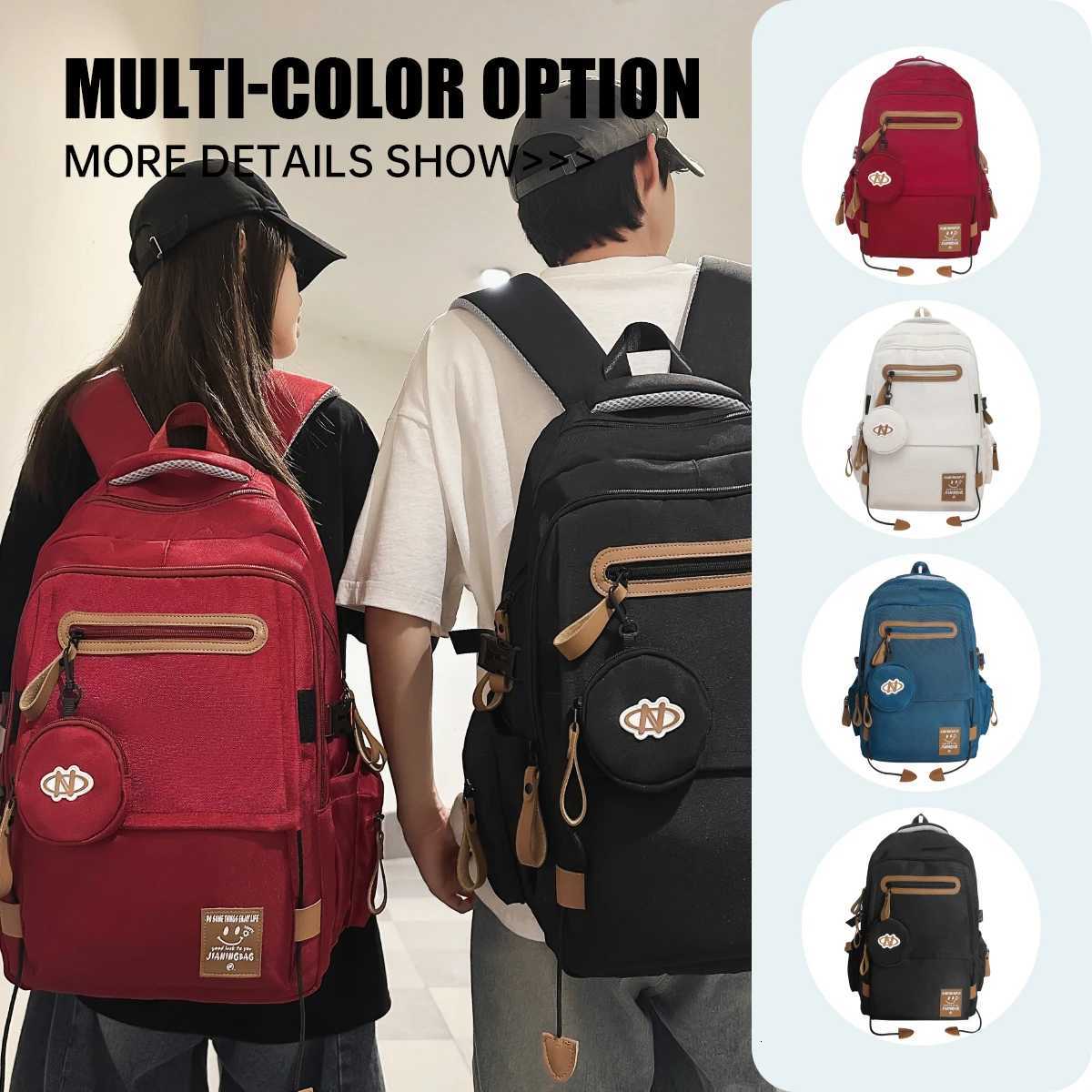 Original Design Simple Solid Color Computer Backpack College High School Schoolbag Female ForEST Style Canvas Backpack Male TravelM251222