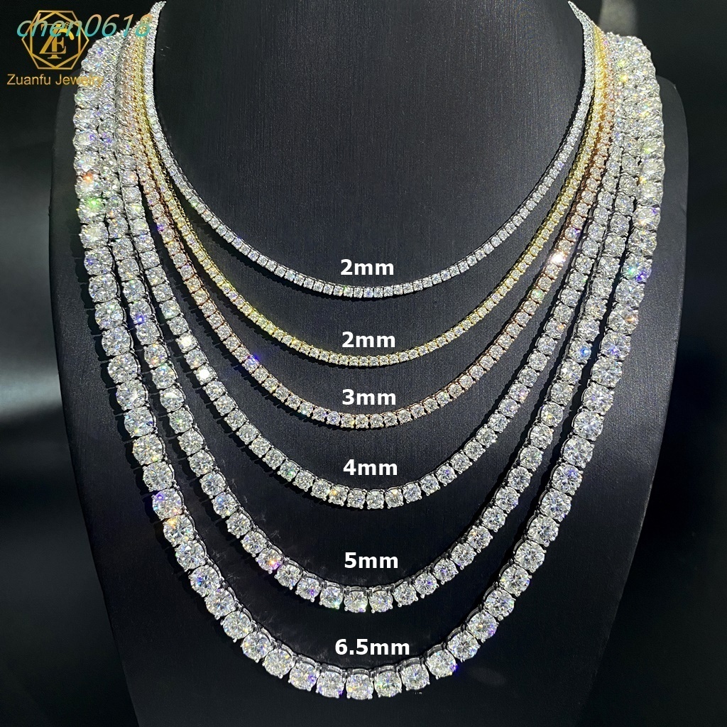 Cheap Price 14k White Gold Diamond Tennis Chain Necklace Ice Out 2MM 3MM 4MM 5MM VVS HPHT Lab Grown Diamond Tennis Link Chain