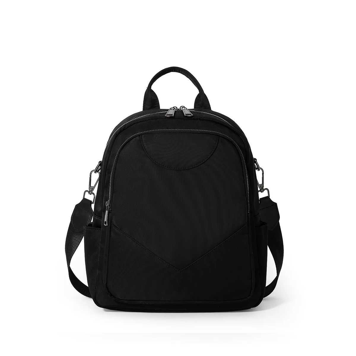 Simple Color-Blocked Womens Backpack 2025 New Large-Capacity Nylon Anti-Theft Backpack Versatile Casual School Bag for Shopping Travel Commuting and W