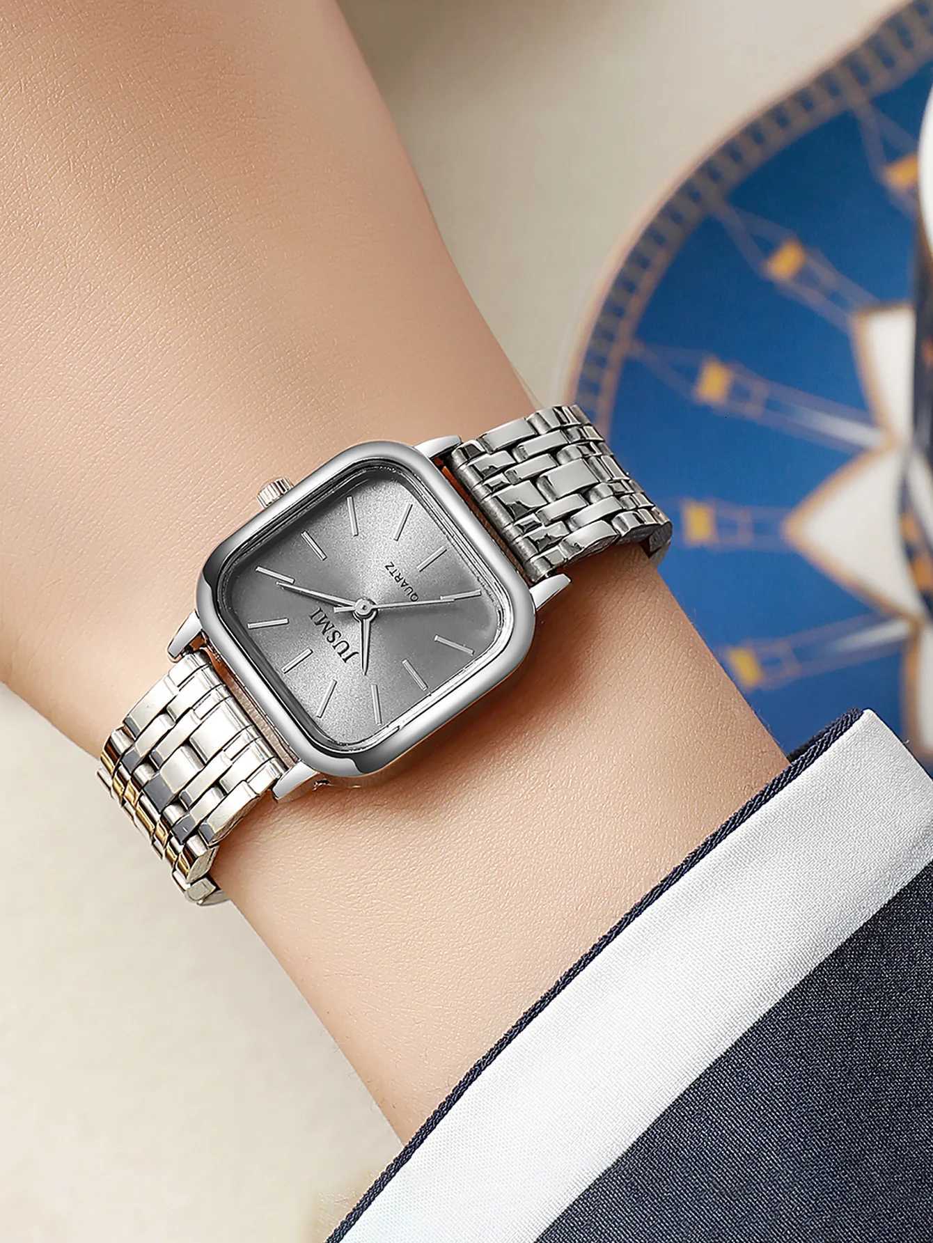 Fashion Light Luxury All-match Steel Band Square Dial Wens Quartz Suitable for ryday Wear Thanksgiving and Christm M251222