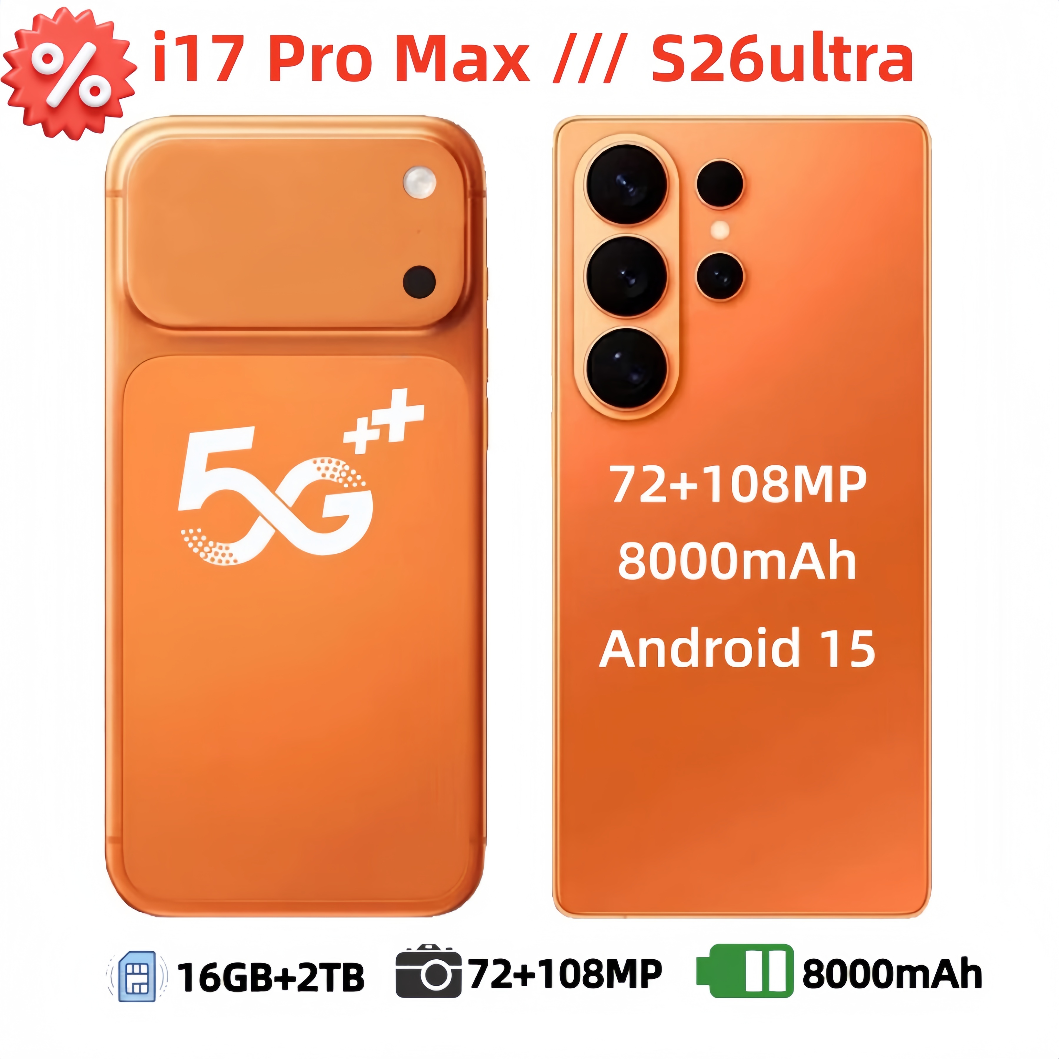 S26Ultra/i16/i17 Pro Max 5G smartphone 16GB+2TB mobile phone WCDMA full screen HD operating system USB-C 3.0 20MP camera