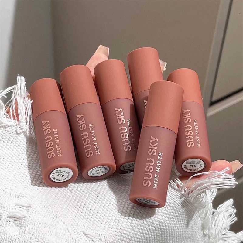 Soft Mist Milk Coffee Small Milk Tube Lip Glaze Red Brown Velvet Matte Lip Gloss Lasting and Non Fading Liquid Lipstick MakeupT251222