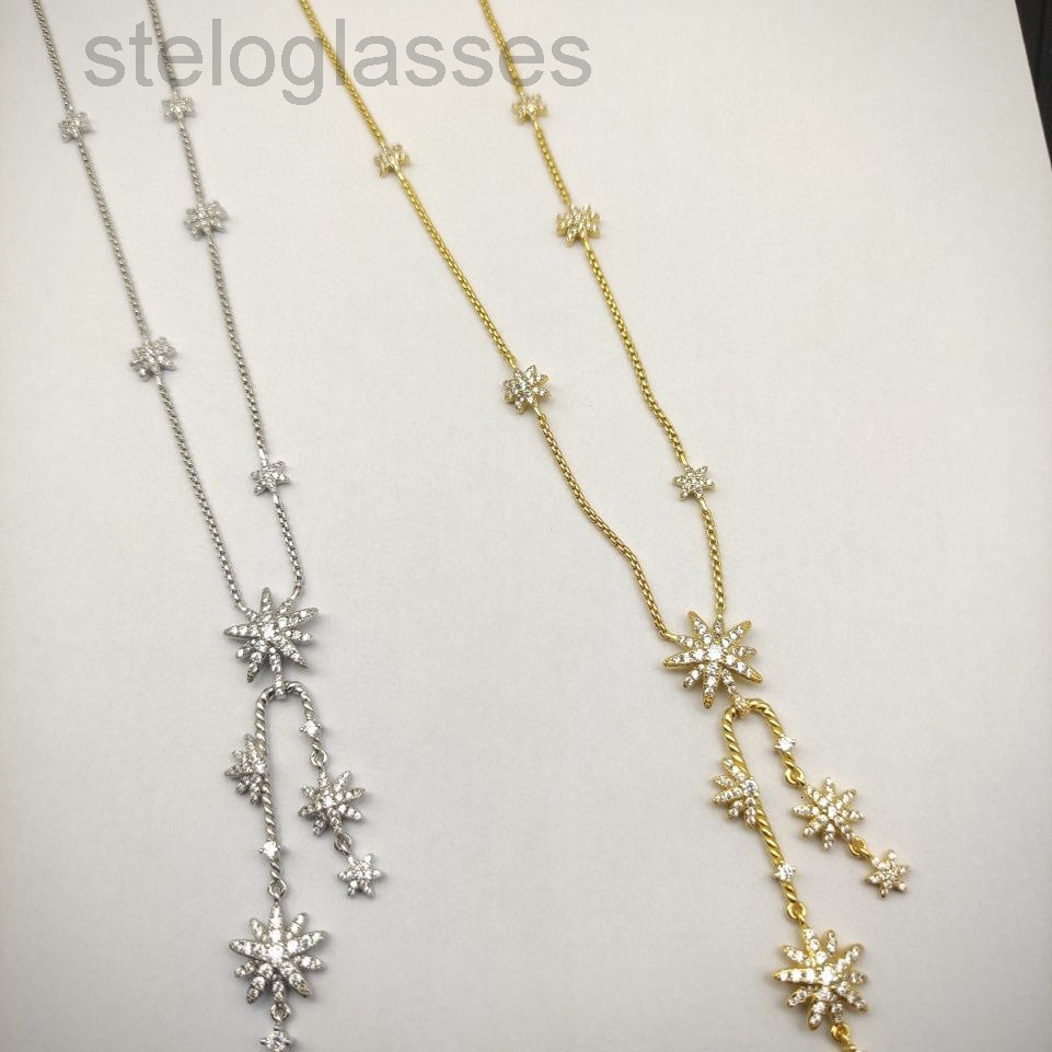 designer david yurmon yurmanbracelet Necklacenew European and American Fashion High Version Exquisite Necklace Star Flame Cluster Necklace Length 51cm