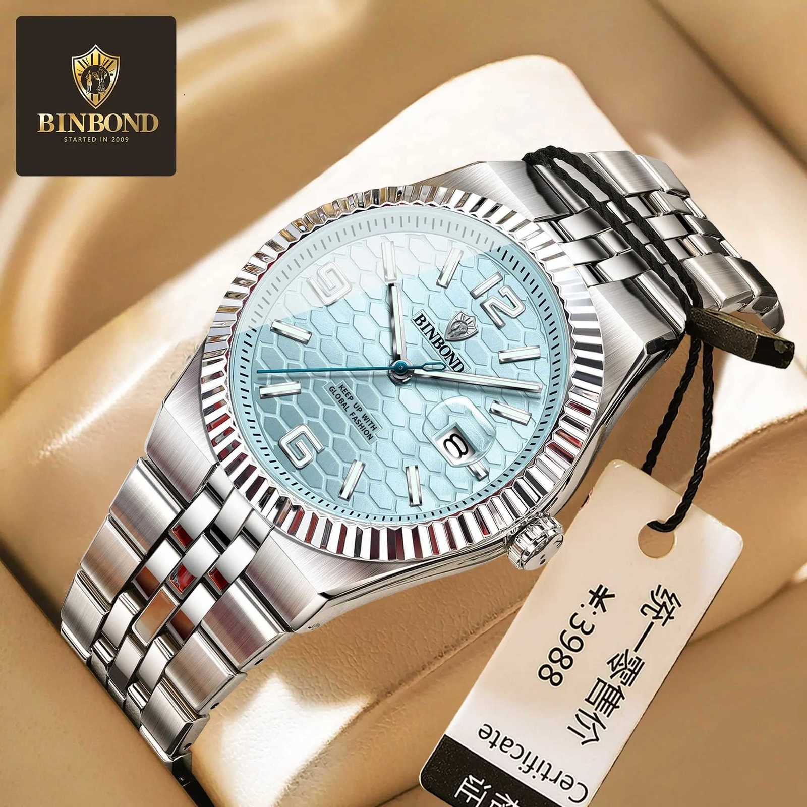 BINBOND Military Man Wrist Quartz Week Date For Men Waterproof Luminous Stainl Steel Mens es Reloj M251222
