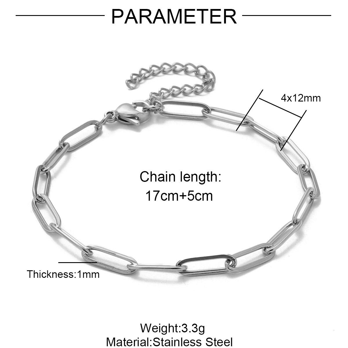 18K Real Gold Color Retention Flat Long Cross Titanium Steel Bracelet Female Paper Clip DIY Stainless Steel Paperclip Chain