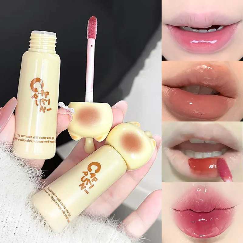 CAPPUVINI Cute Cat Water Mirror Lip Gloss Lasting Moisturizing Rose Apricot Pink Tint Lip Glaze Nude Lipstick Korean Makeup GirlT251222