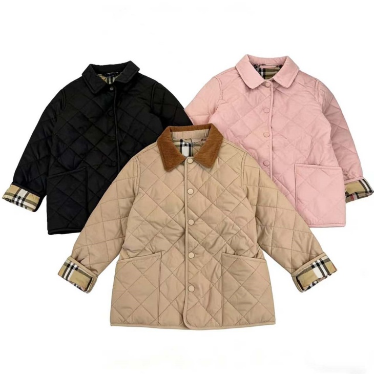 New kids cotton jacket Winter comfort baby Hooded coat Grid Letter Full Print children overcoat Size 80-160cmD1008