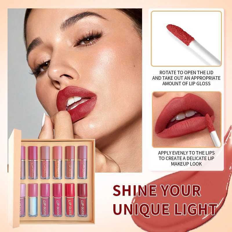 12Pcs Lip Gloss Set for Women Shiny Liquid Lip Tint Makeup Kit with Rich Colors Soft Glossy Lip Stain Combo Gift Set for GirlsT251222