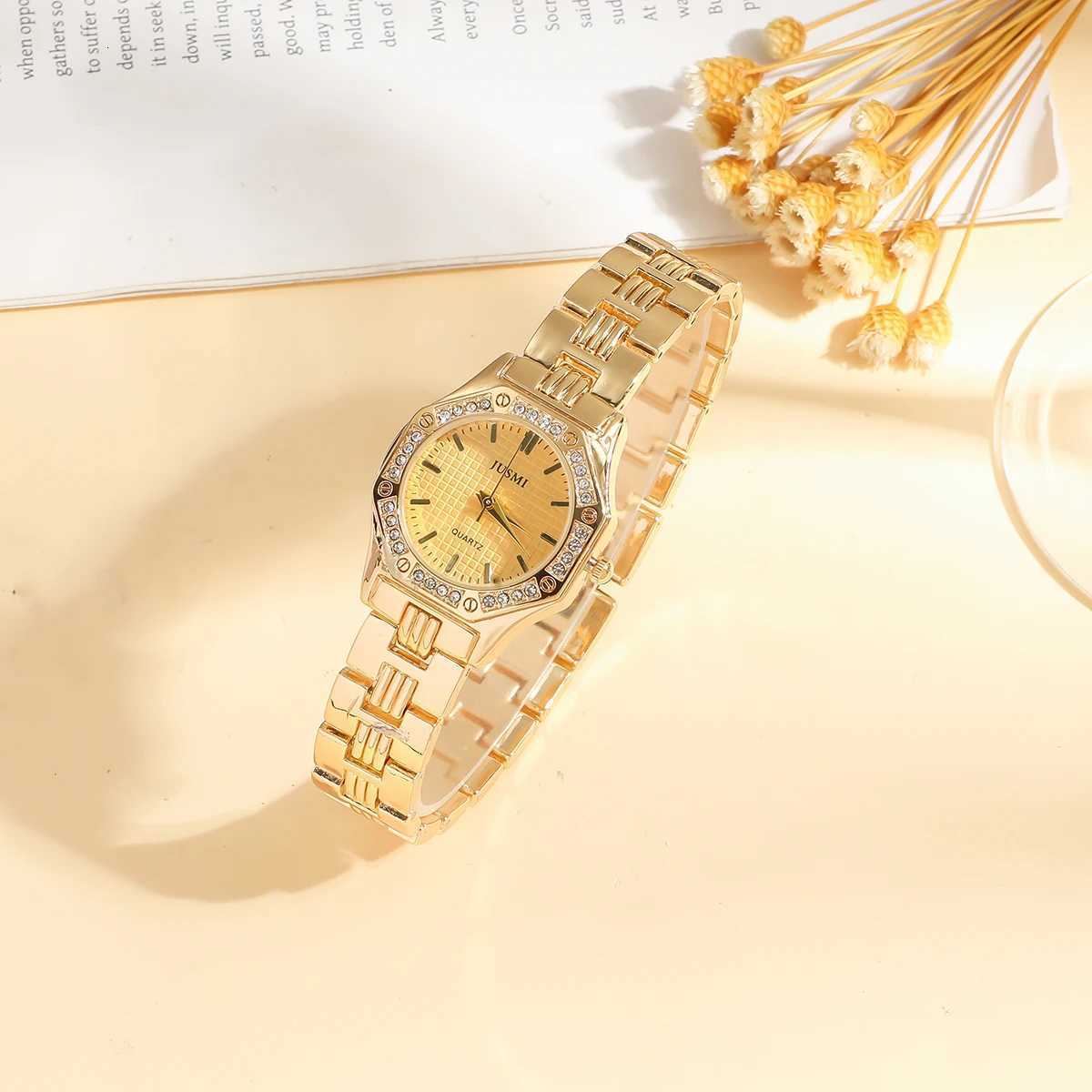 Fashionable diamond-encrusted Octagon case steel str wens quartz set of 5 suitable for holiday gifts M251222