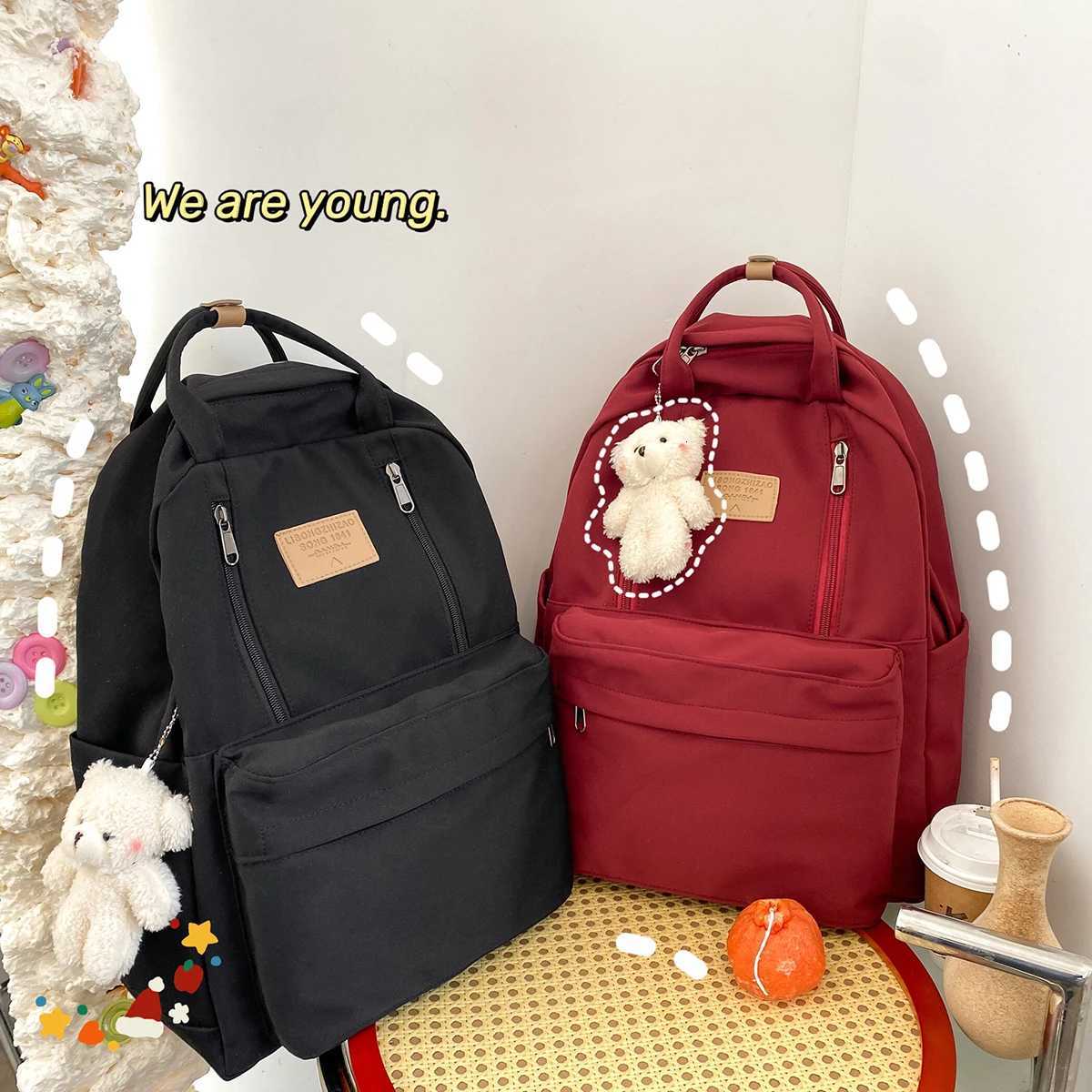 Diehe Solid Color Women Backpack High Quality Youth Waterproof Backpack for Teenage s Female School Shoulder BagpackM251222
