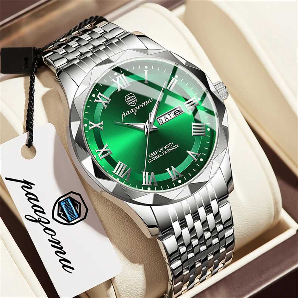 POEDAGAR Luxury es For Men Stainl Steel Waterproof Luminous Man Date Week Fashion Casual Mens Quartz Reloj M251222
