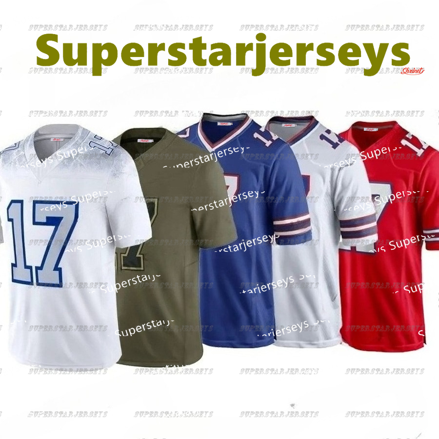 Custom Football Jersey Josh Allen Jersey James Cook III Dion Dawkins Keon Coleman Khalil Shakir Dalton Kincaid Knox Jim Kelly