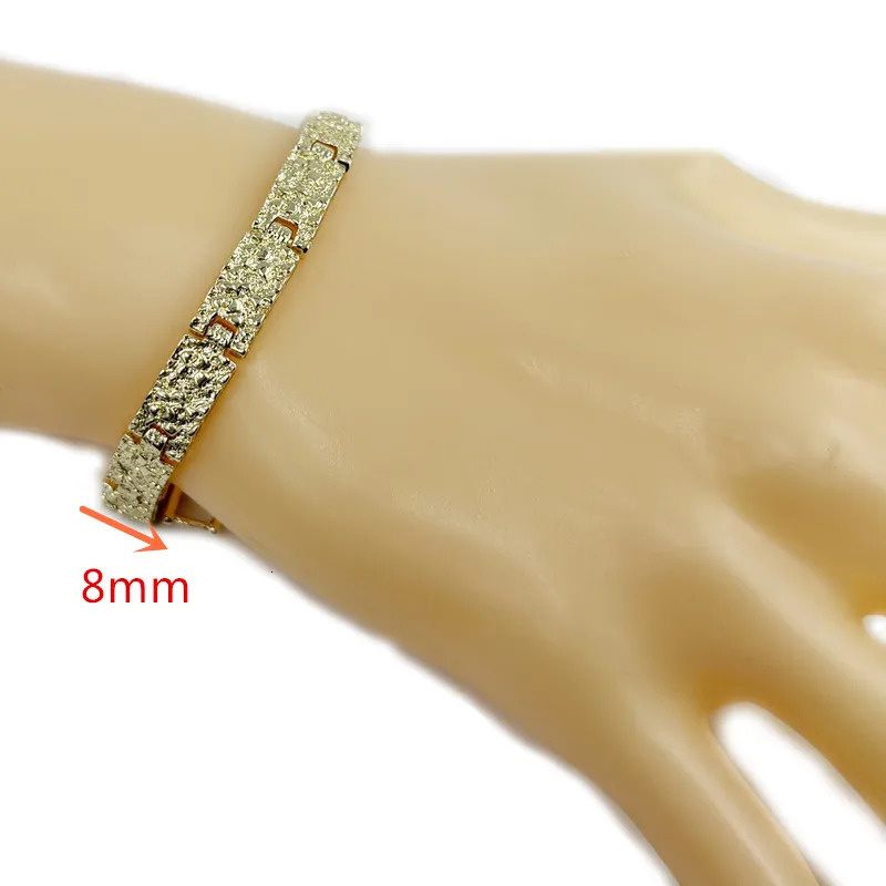 Mens Hip Hop Style Heavy Nugget Bracelet 8mm15mm25mm Three Sizes 14K Gold Plated Irregular Fashion Jewelry for Street Rock 251222