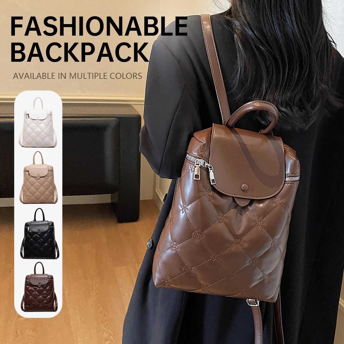 Womens Backpack Casual Commuter Tablet Bag for Women 2025 Versatile Pu Leather Large Capacity Mom Travel Backpack for Shopping Hiking and OutingsM2512