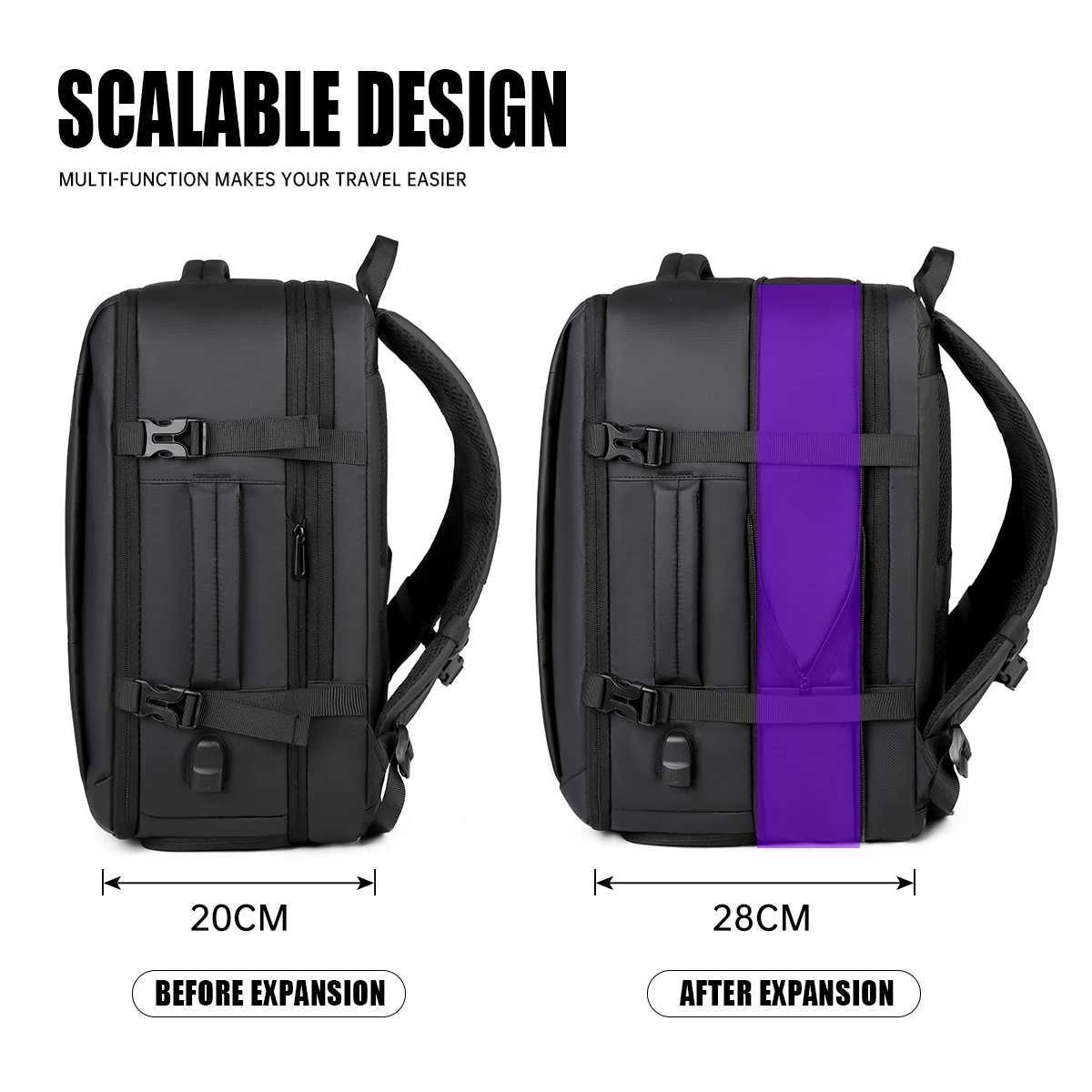 New Mens Backpack Fashionable for Work and Commuting Computer Business Backpack Large Capacity for Business Trips Boarding and Travel Expandable Capac