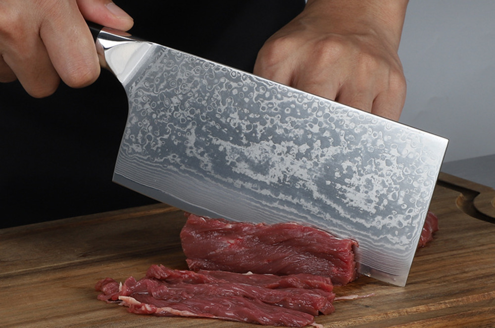 Chinese Cleaver Knife Japanese Damascus Steel Knife Chef Kitchen Vegetable Meat Slicing Utility Cooking Accessories 250703