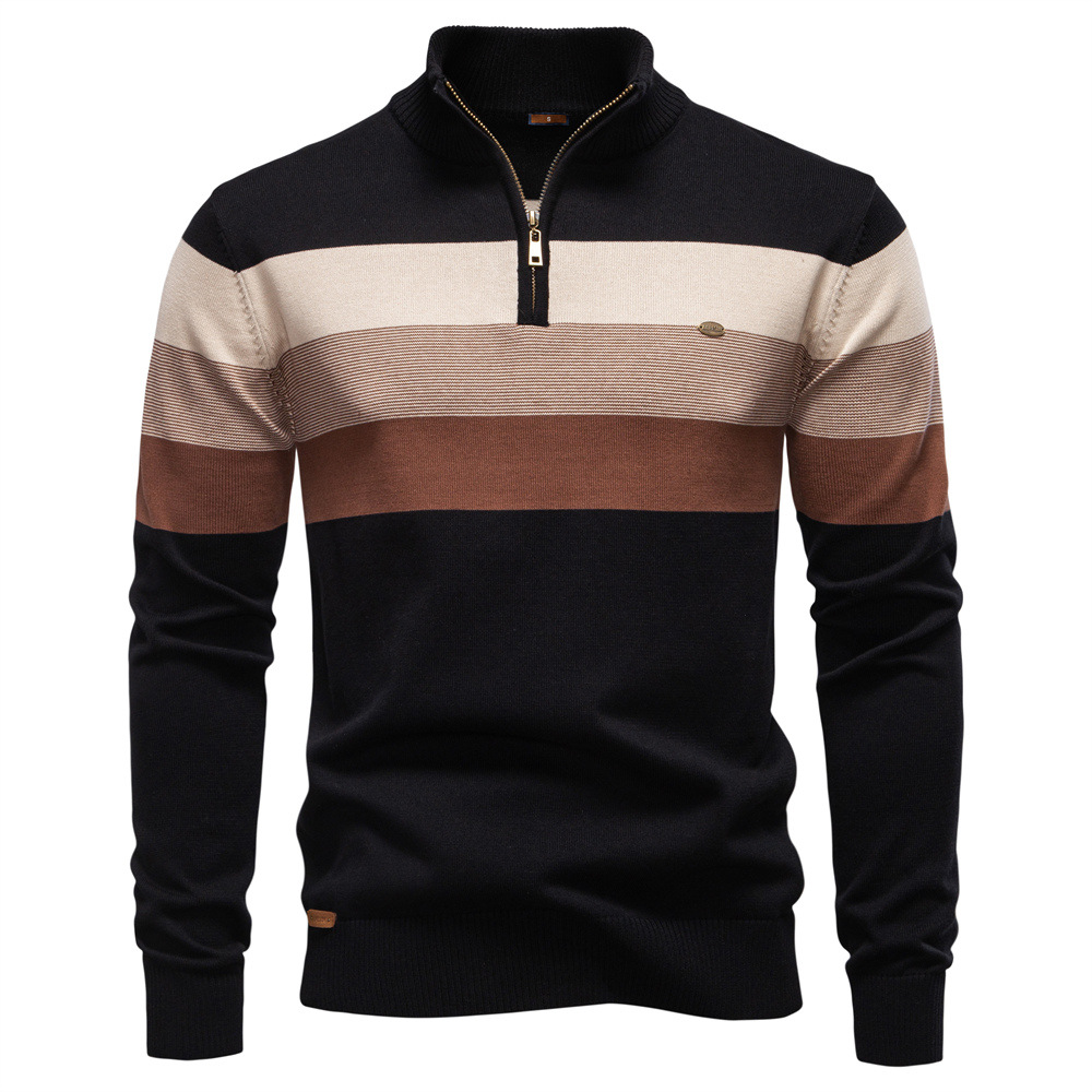 WOZK 2026 autumn and winter new men's open chest stand up collar men's sweater pullover knitted sweater men's sweater Polo shirt