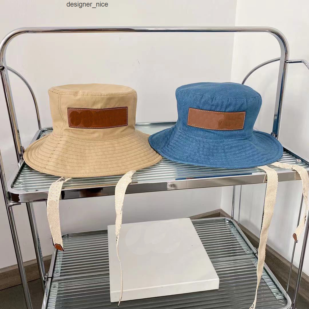 designer wide brim summer men women loewes loewehat loewecap string retro hat bucket contrast color sun hats Z83D