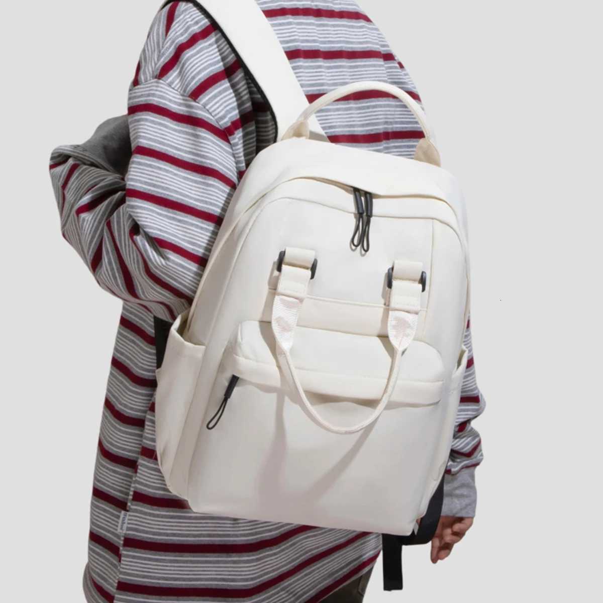 Womens New Versatile Canvas Backpack Lightweight Commuter Travel Backpack Large Capacity Student School Bag Womens Bag for Work and ChildcareM251222