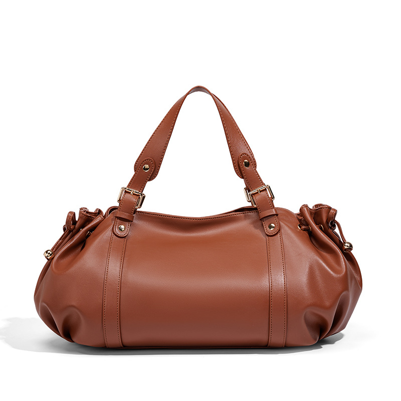 Designer 2026 Women's Vintage Pleated Tote Large Capacity Shoulder Bag Premium Leather Top Handle Purse Luxury Stylish Free Shipping - view 4