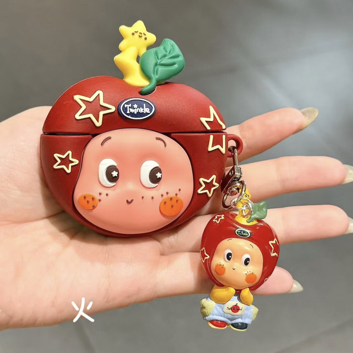 3D Red Apple Cartoon Cute Compatible with AirPods 4th Generation Earphone Protective Case Silicone Pro 2/3 Soft Shell New Model