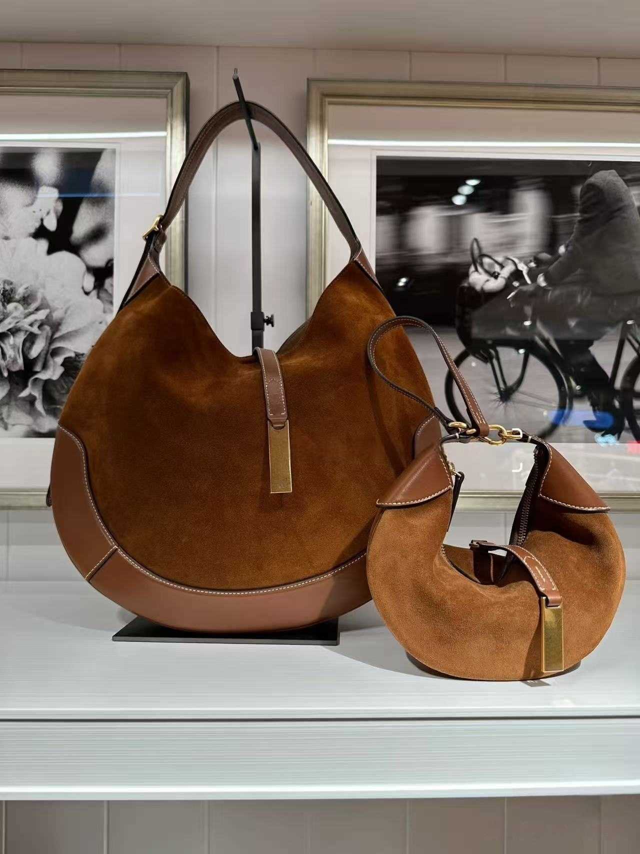 Evening Bags Tote Style Croissant Large Capacity Genuine Underarm Single Shoulder Evening Half Moon POLO ID Shoulder Bags Pony Suede Large Mini Designer Tote Handba