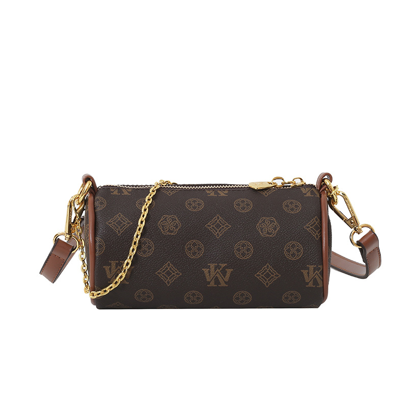 LUYIWEINASI High-end fashion presbyopia cylinder bag women's 2025 new retro printed Boston bag shoulder bag oblique span bag