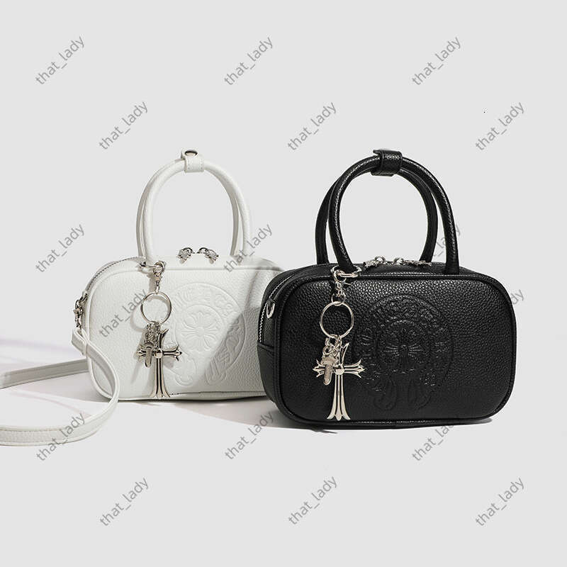 CH bag Chrome bag CHearts bag Cro X Cross Bowling Retro High-End PU Leather Boston Pillow Handheld Crossbody Bag