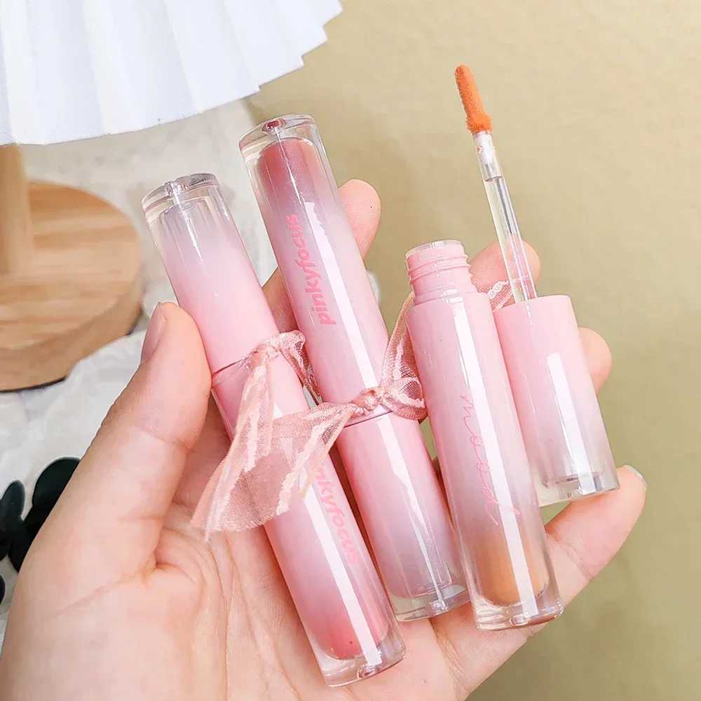 Bow Mirror Water Lip Gloss Waterproof Lasting Non-stick Cup Nude Red Translucent Jelly Lipstick Make-up for Women Korea CosmeticT251222
