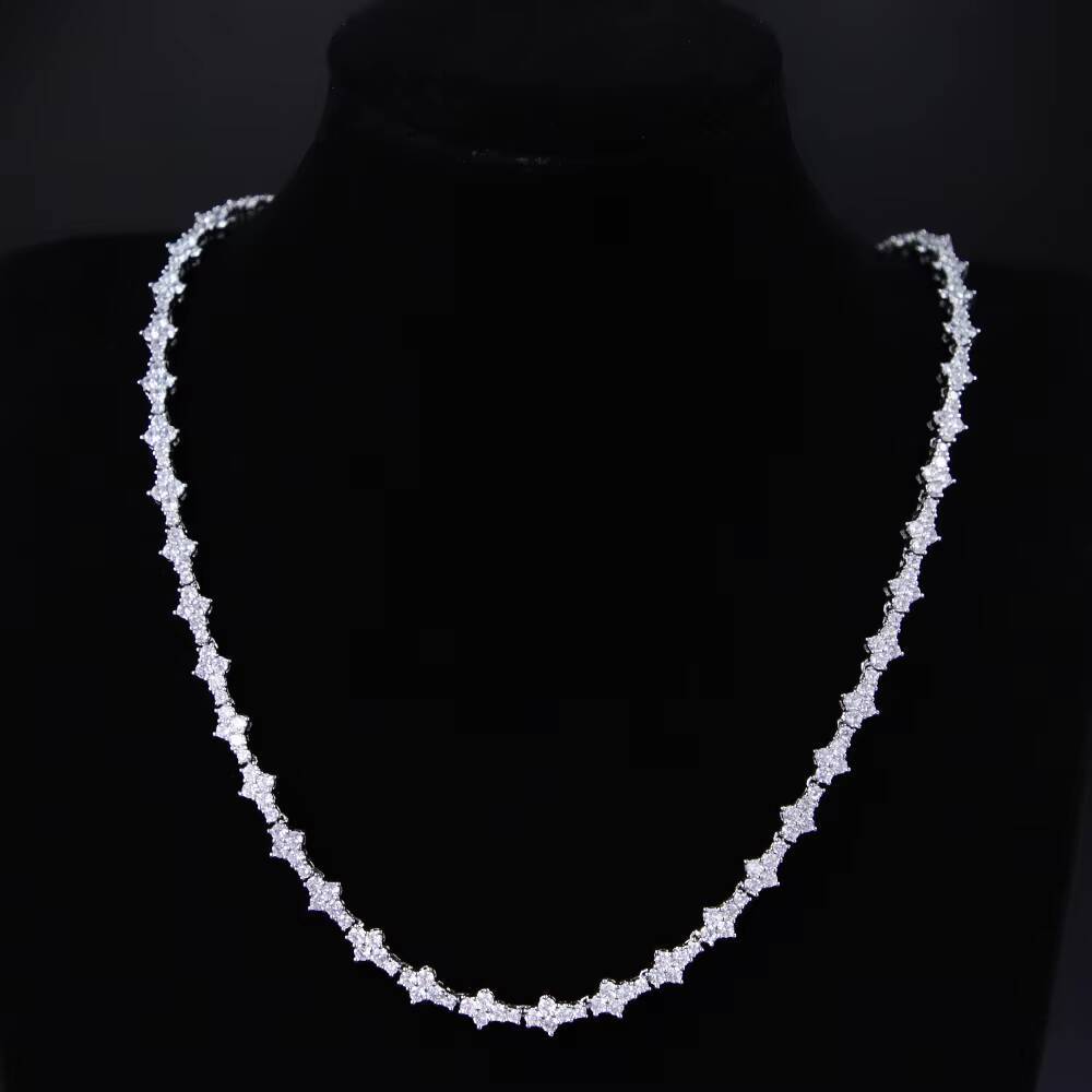 Hip Hop Necklace 18K Gold 925 Silver Certificate D/VVS Moissanite Diamond Cuban Chain