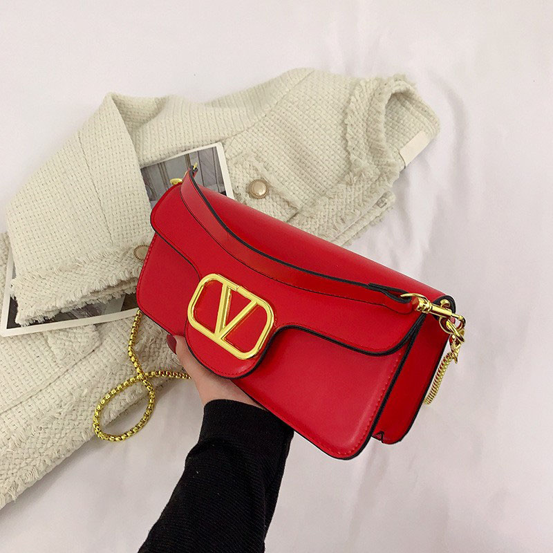 Luxury Designer Chain Shoulder Bags Fashion V Letter Handbag Wallet Vintage Ladies Solid Color Leather Handbag Designer Shoulder Bag Crossbody Bag,27-13-8cm