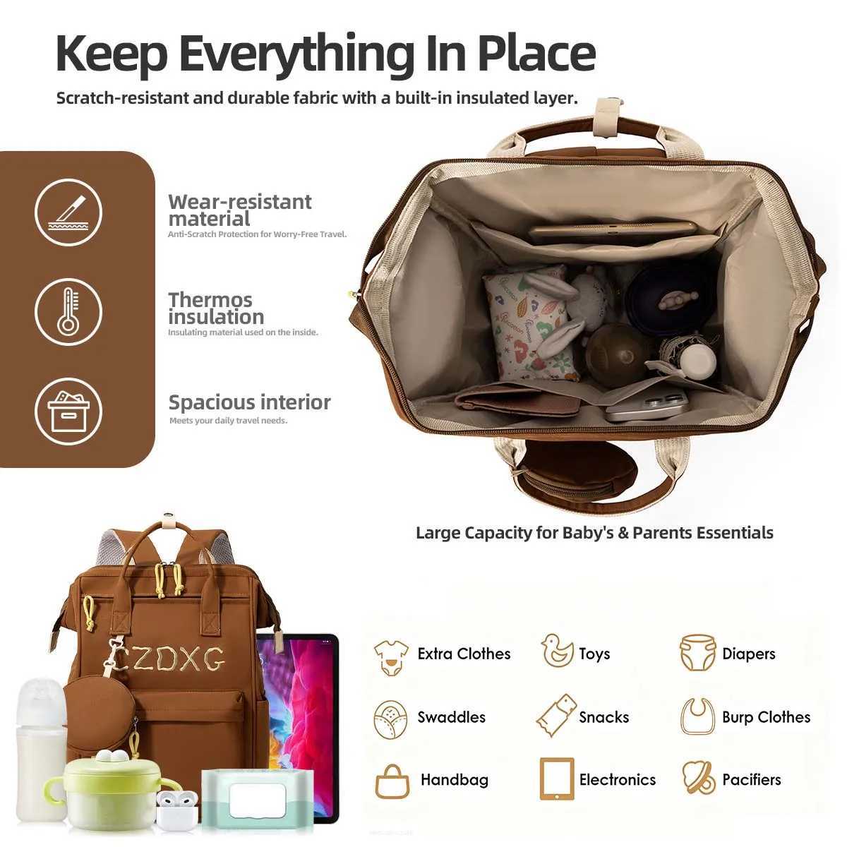 Mommy Bag Backpack for Women Large Capacity Fashionable Lightweight Suitable for Expectant Mothers Outings and Carrying Babies New Style Mother and Ba