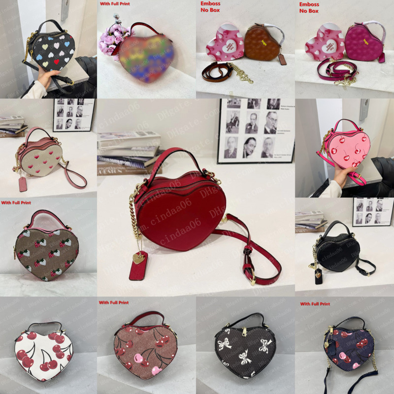 2026 Valentine's Day Birthday Gift Designer Love Bag Women Classic Cherry Shoulder Bags Cute Heart Stripe Crossbody Purse Woman Handbag Wallets
