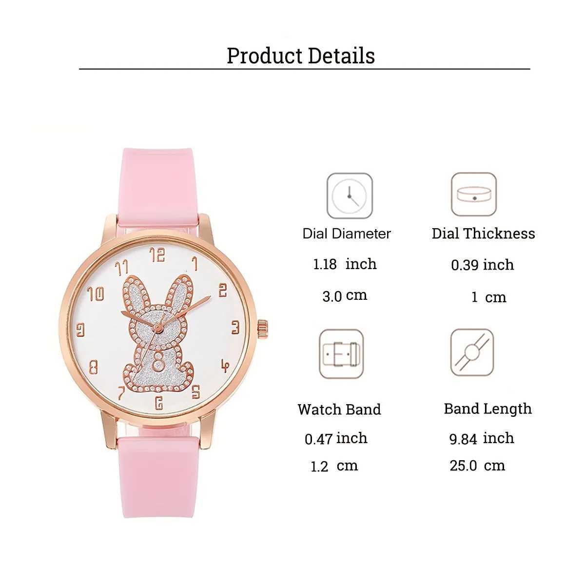Fashionable simple cute rabbit pattern wen quartz and set suitable for daily wear Christmas gift M251222