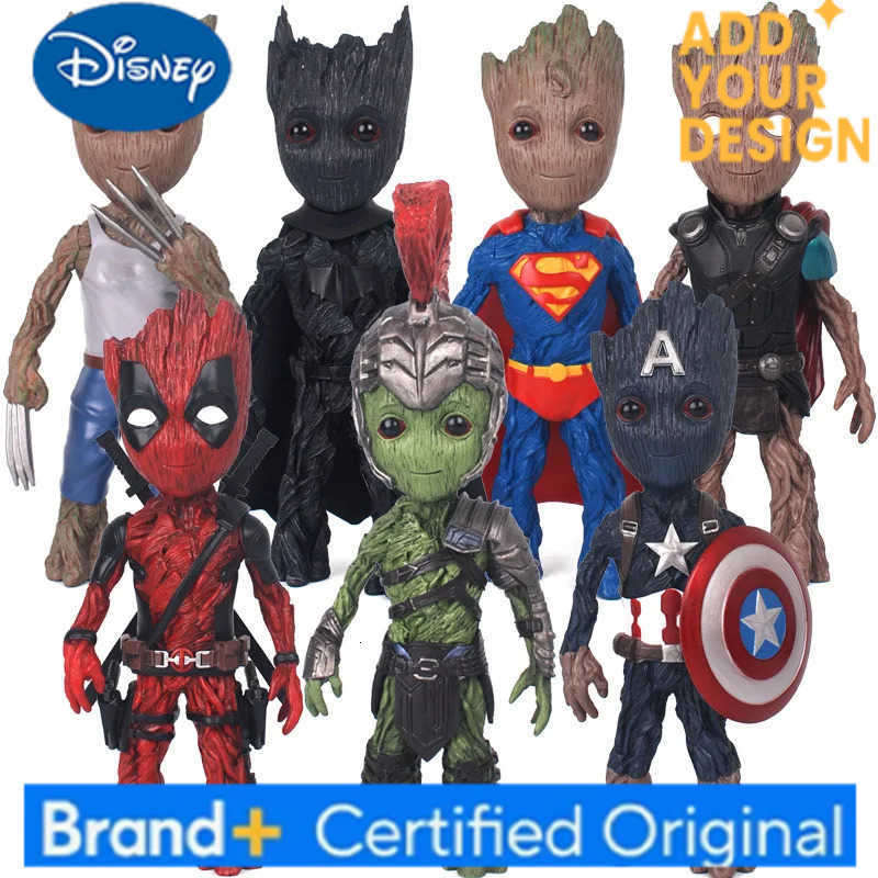 Disney 25cmMarvel X Deadpool Galaxy Guardians Little Tree Man Groot Action Figures Car Decoration Ornaments Boy Christmas Birthday Gift L260511