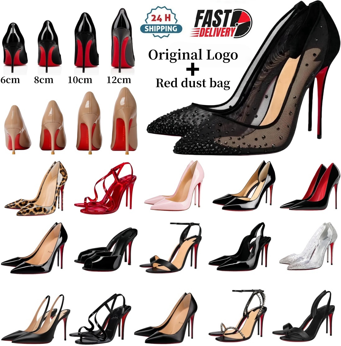 Designer Women High Heels Shoes Red Peep Toes Sandals Red Bottom Shoes Women Heels 6cm 8cm 10cm 12cm Stiletto Genuine Leather Luxury Woman Pumps with Dust Bag