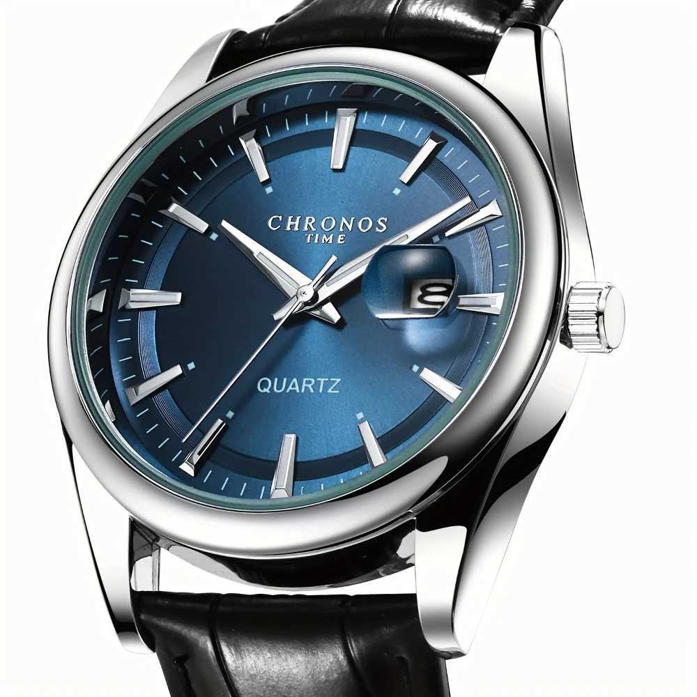 CHRONOS Men Classic Quartz Wrist with Cndar Luminous Dial Leather Str Casual Busin Leisure Outdoor Sports es M251222