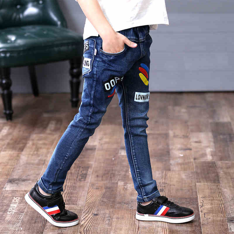 Childrens jeans boys pants spring and autumn childrens wear front and back real pockets big childrens washing pants