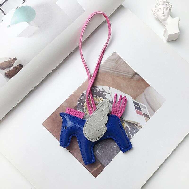 2025 New Cute Leather Rearview Mirror Bag Pegasus Pendant Internet Celebrity Review Hanging Decoration