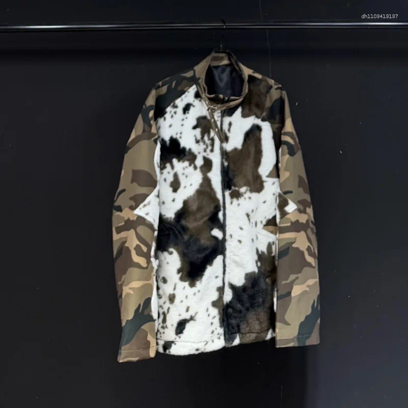 Men's Jackets PFHQ Retro Camouflage Jacket Fashion Splicing Contrast Color Stand Collar Long Sleeves Causal Coats Autumn 21P1744
