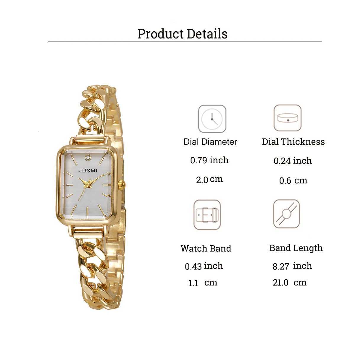 Fashionable Simple Square Dial No Number Alloy Wens Quartz Set with Diamond 5 Piece Set for Christmas and Than M251222