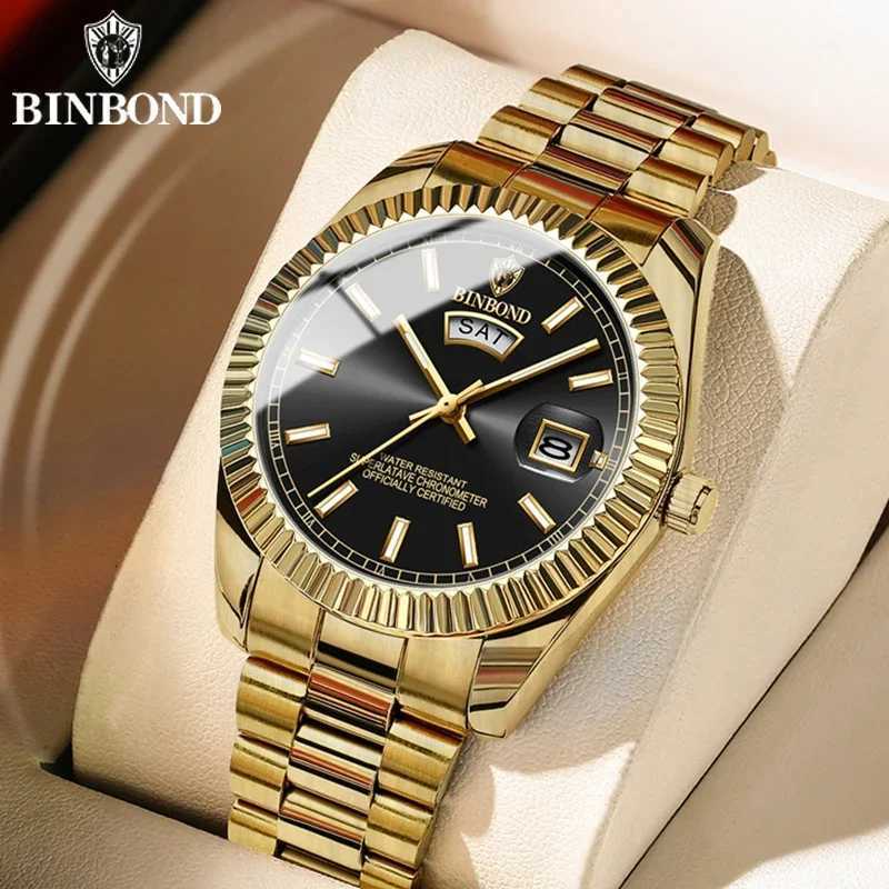 BINBOND Luxury Men Quartz Waterproof Date Luminous Wrist Sports Stainl Steel Mens es M Clock Reloj Hbre M251222