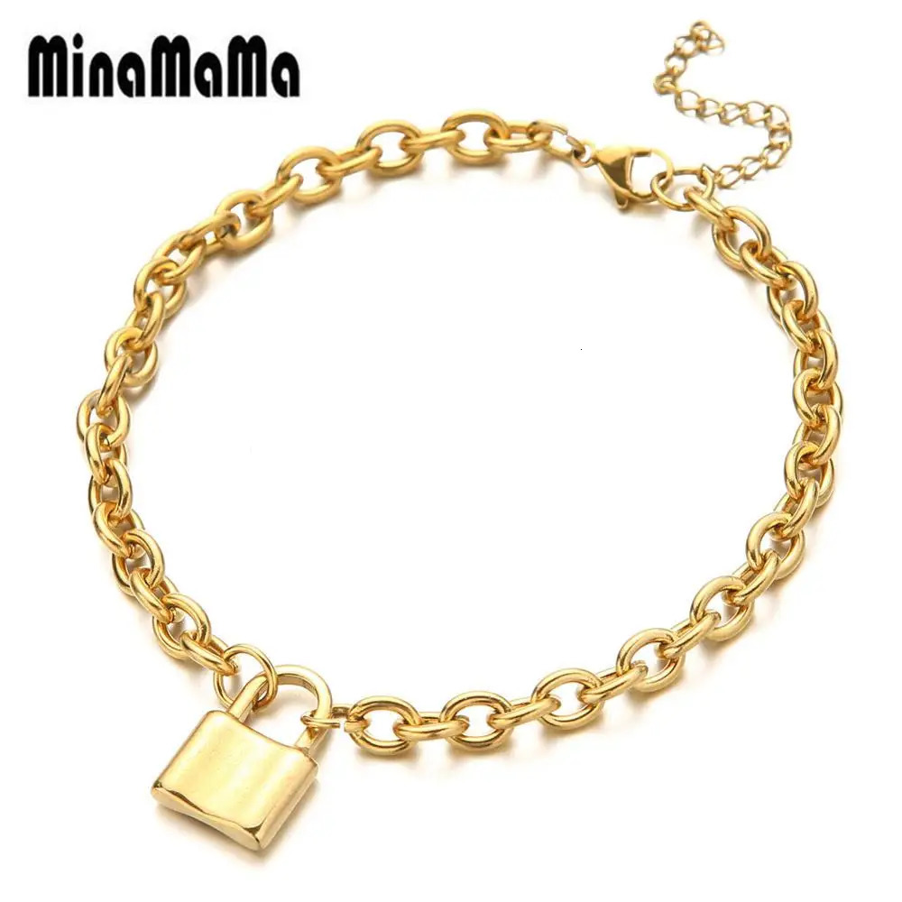 Stainless Steel Padlock Charms Anklets Sandals Foot Jewelry Leg Lock Pendant Anklet Bracelets For Women Chain 251222