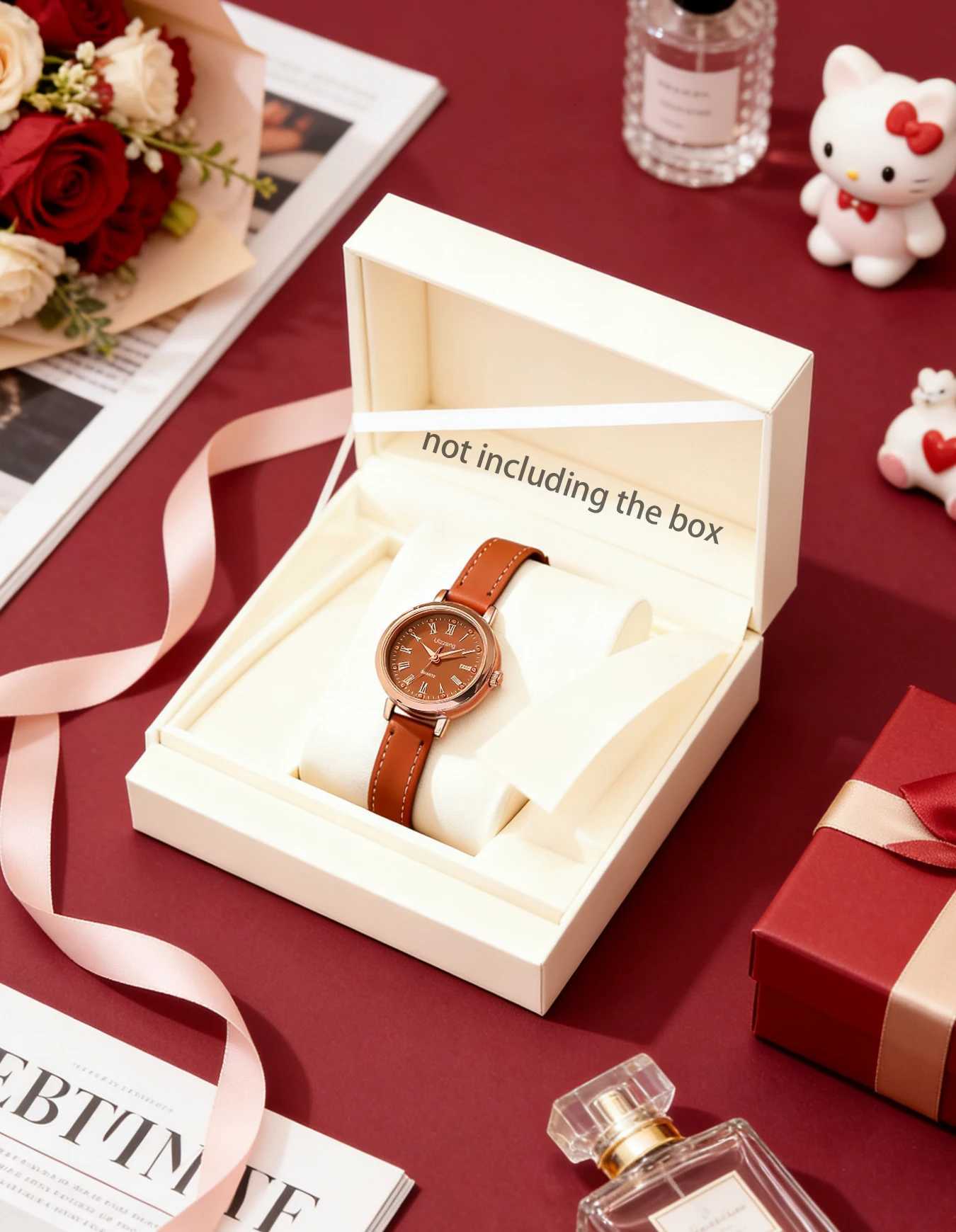 Wens Quartz Set of Two Rose Gold Case Brown Leather Str Dual-Style Dials Fashionable Ladies es M251222